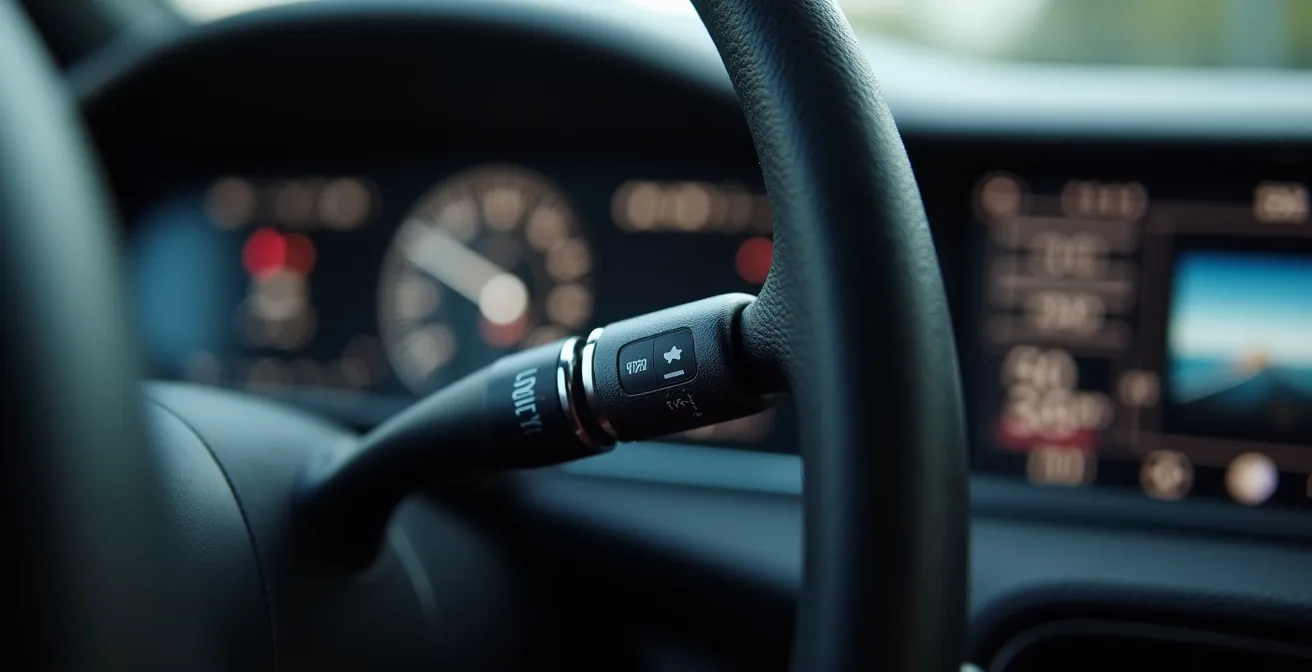 Vue rapprochée de commandes manuelles adaptées installées dans un véhicule