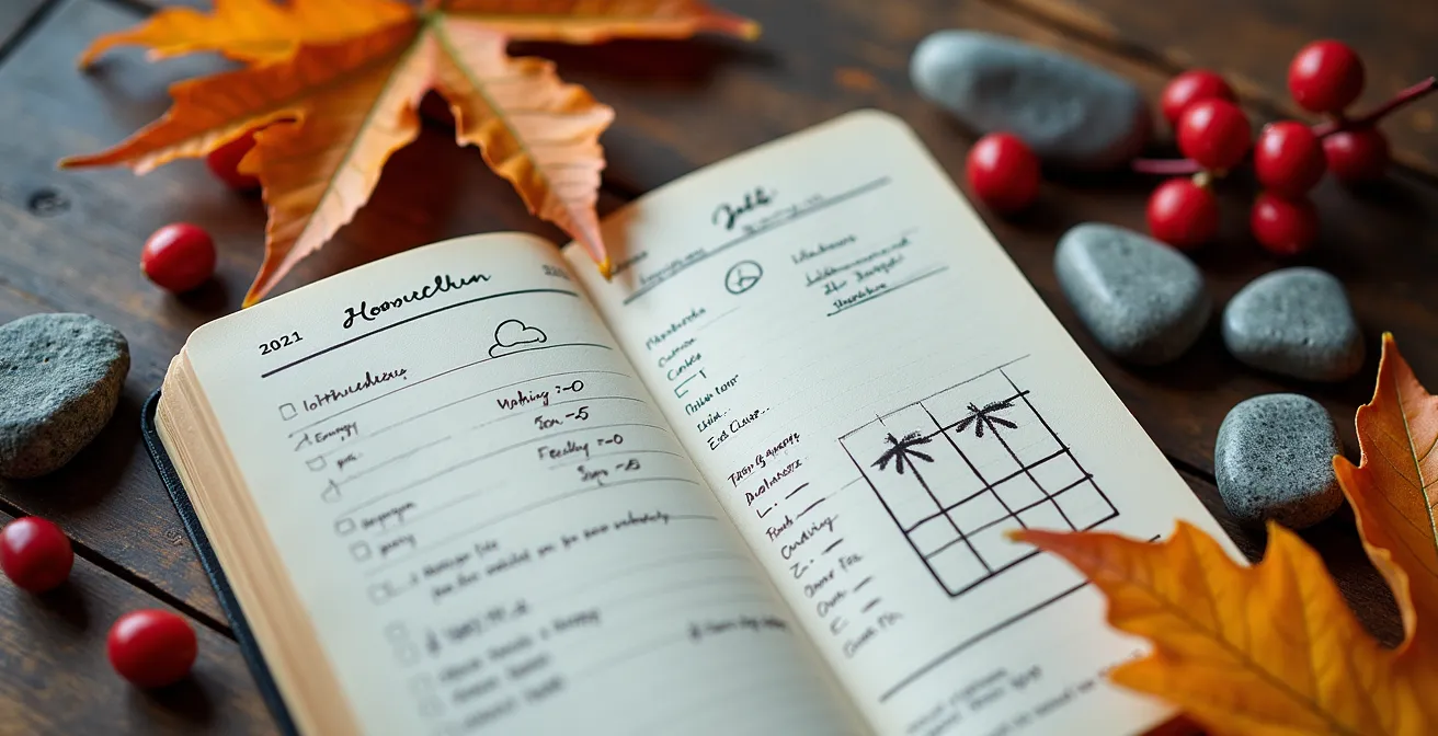 Outils de suivi de santé adaptés au contexte québécois avec journal et éléments naturels